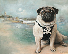 Dog Portrait - Captain Pug By The Jubilee Pool Penzance - Julia Ciccone